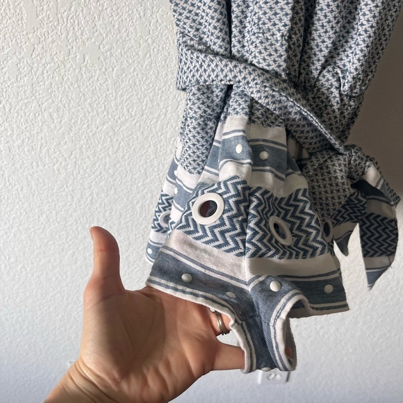 Dodo Bar Or Eviyatar Romper Revolve Grommet Detail Pockets Loose Fit Blue White - Picture 3 of 7